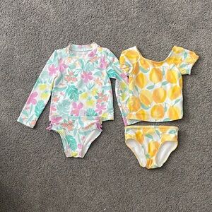 2t girls two piece bath suits - Floral and Lemon Print